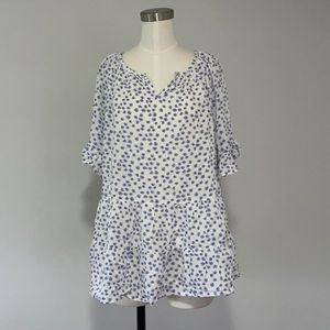 NWT beach lunch lounge collection flowy lavender daisy peplum top size large.